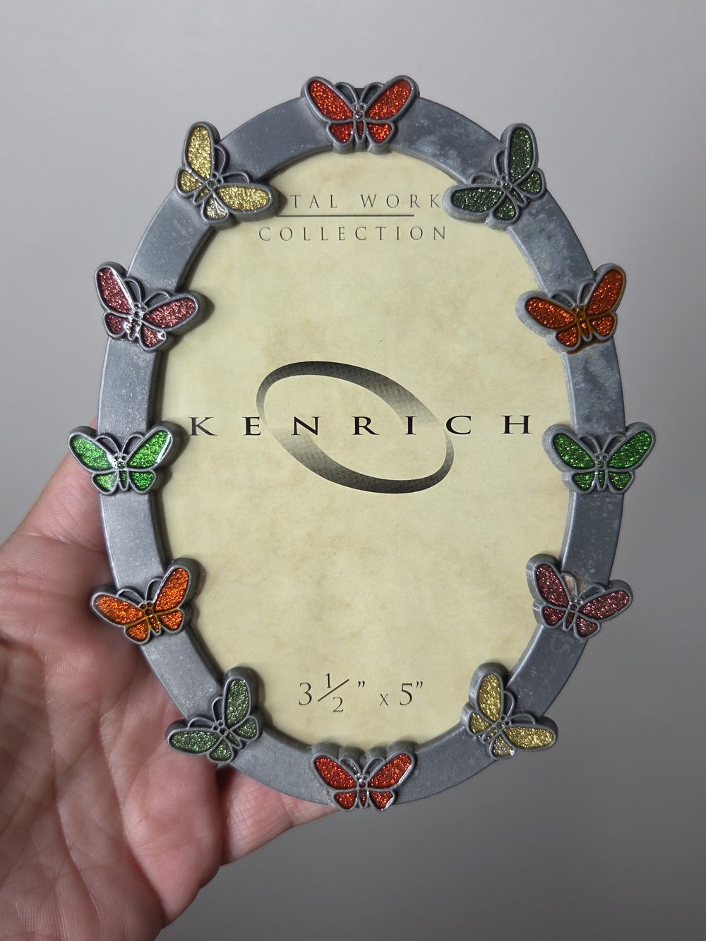 Kenrich Metal Work Butterfly Oval Picture Frame 3.5" X 5"